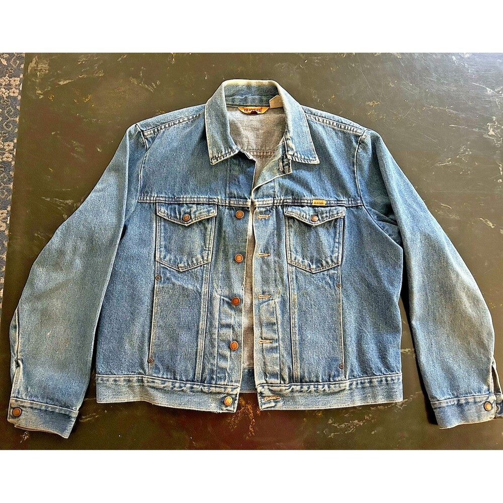 Vintage 80s Rustler Denim Jean Jacket Mens XL Extra Large Trucker Made in USA